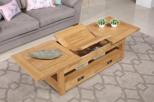 Mesa de centro León rectangular fabricada en Roble extensible 