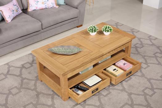 Mesa de centro León rectangular fabricada en Roble extensible 