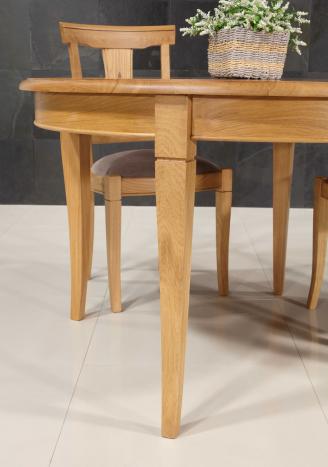 Mesa redonda de Comedor fabricada en roble macizo de estilo Louis Philippe Diámetro 120 + 2 extensiones de 40 cm