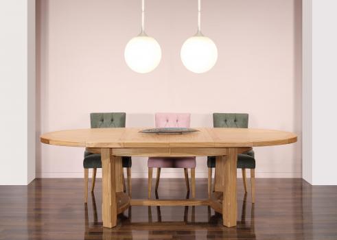 Mesa Damien ovalada fabricada en madera de Roble macizo de estilo Rústico 170*110