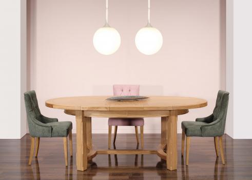 Mesa Damien ovalada fabricada en madera de Roble macizo de estilo Rústico 170*110