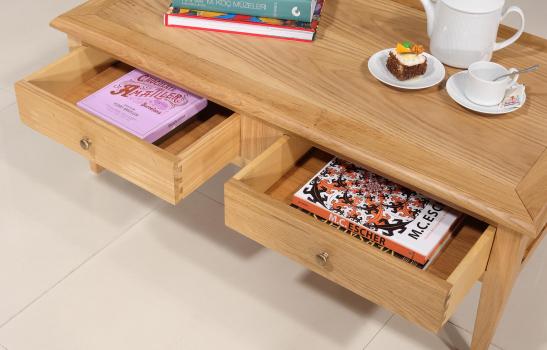 Mesa de centro Pedro de Roble estilo Directoire con acabado de Roble Cepillado blanco