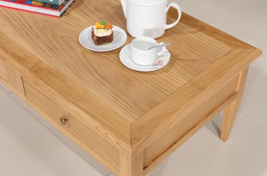 Mesa de centro Pedro de Roble estilo Directoire con acabado de Roble Cepillado blanco