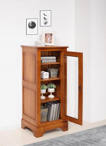 Armario vitrina Virginie fabricado en madera maciza de cerezo en estilo Louis Philippe