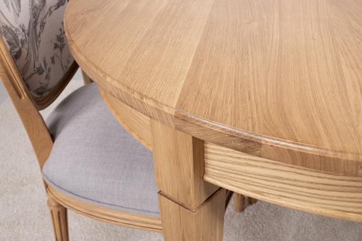 Mesa ovalada 180 x 100 en madera maciza de cerezo estilo Louis Philippe con 2 hojas incorporadas de 40 cm