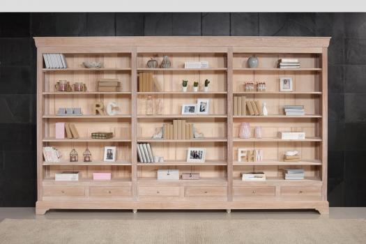 Estantería Librería Florent fabricada en madera de roble macizo al estilo de Louis Philippe 