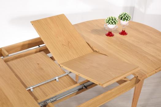 Mesa ovalada de roble macizo estilo Louis Philippe con 2 extensiones Christophe