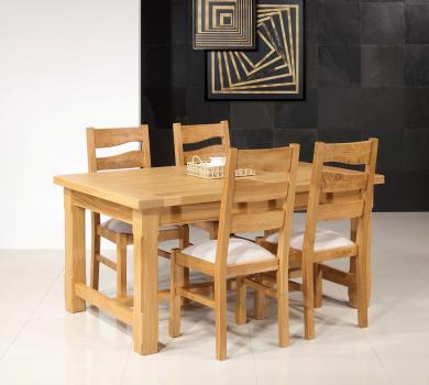 Mesa rectangular Axel de roble macizo 160x100 + 2 extensiones de 45 cm