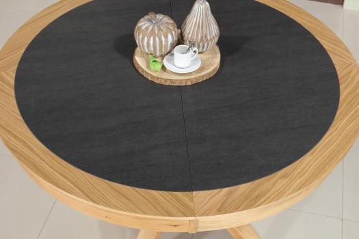 Mesa redonda contemporáne de roble con pata central Romain