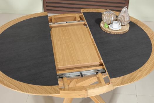 Mesa redonda contemporáne de roble con pata central Romain