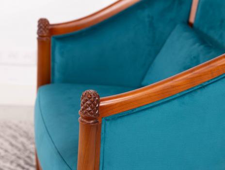 Sillón Caroline Cabriolet de madera maciza de cerezo de estilo Louis Philippe
