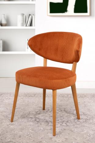Silla o sillón Agathe de fresno macizo Tejido de pana Butterfly