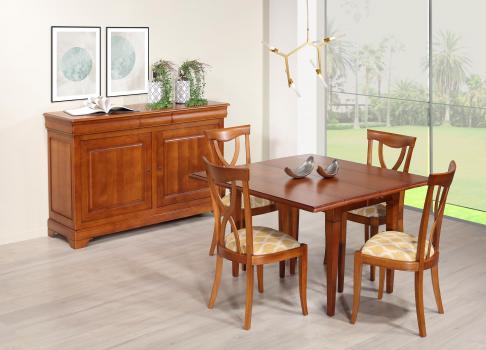 Aparador de 2 puertas y 3 cajones en madera maciza de cerezo de estilo Louis Philippe Anna