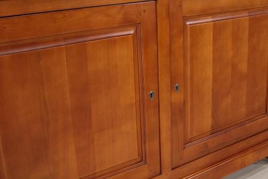 Aparador de 2 puertas y 3 cajones en madera maciza de cerezo de estilo Louis Philippe Anna