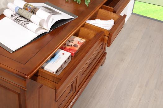 Aparador de 2 puertas y 3 cajones en madera maciza de cerezo de estilo Louis Philippe Anna