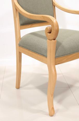 Sillón Crosse de roble macizo estilo Louis Philippe Tela de tapicería Essencia