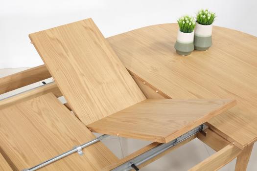 Mesa ovalada Sébastien 200x120 fabricada en roble macizo de estilo Directorio con 2 extensiones