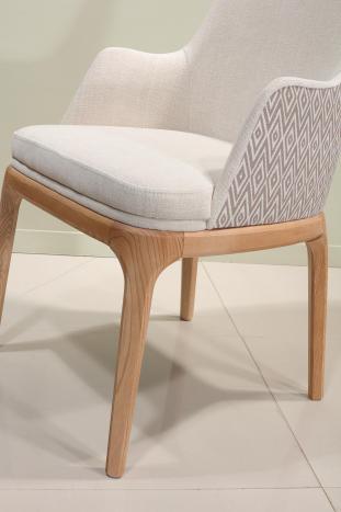 Sillón contemporáneo Milo, 4 patas de fresno macizo Tejido Valdouro