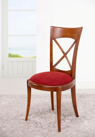 Silla Armelle de madera maciza de cerezo de estilo Louis Philippe Tela BRONX BORDEAUX