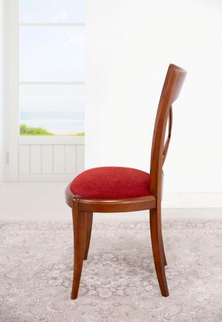 Silla Armelle de madera maciza de cerezo de estilo Louis Philippe Tela BRONX BORDEAUX