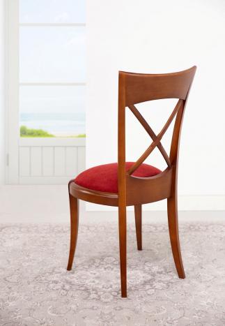 Silla Armelle de madera maciza de cerezo de estilo Louis Philippe Tela BRONX BORDEAUX