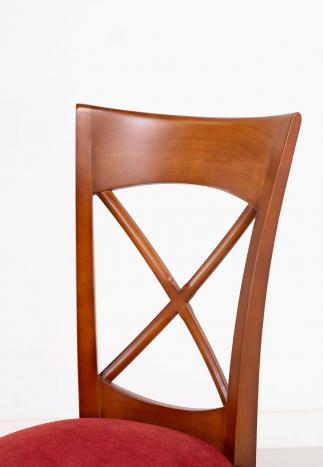 Silla Armelle de madera maciza de cerezo de estilo Louis Philippe Tela BRONX BORDEAUX
