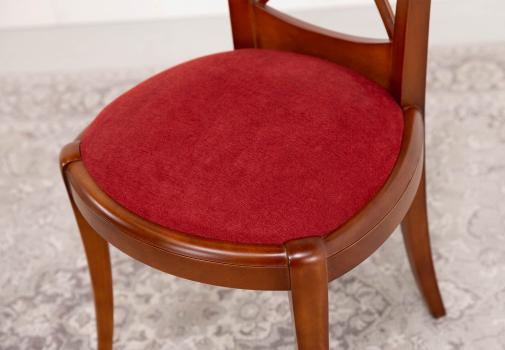 Silla Armelle de madera maciza de cerezo de estilo Louis Philippe Tela BRONX BORDEAUX