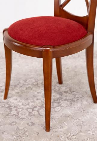 Silla Armelle de madera maciza de cerezo de estilo Louis Philippe Tela BRONX BORDEAUX