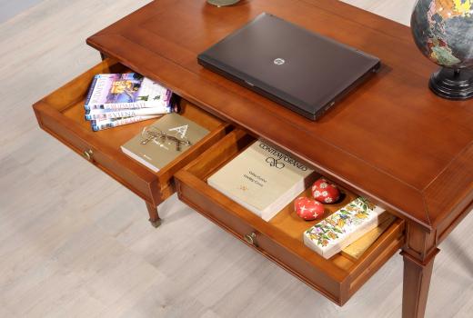 Escritorio Céline de 2 cajones de madera de cerezo estilo Directoire