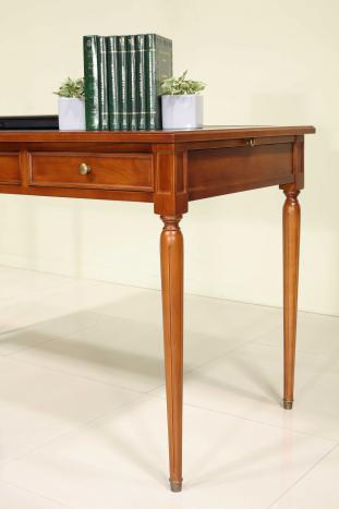 Mesa escritorio Léna de 3 cajones en madera de cerezo estilo Luis XVI