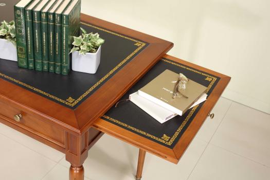 Mesa escritorio Léna de 3 cajones en madera de cerezo estilo Luis XVI