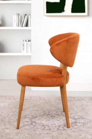 Silla o sillón Agathe de fresno macizo Tejido de pana Butterfly 24