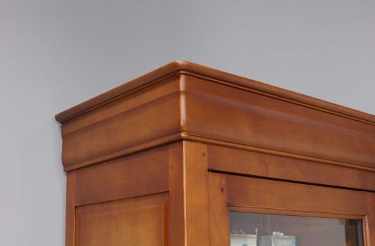Biblioteca Delphine de 2 puertas y 2 cajones en madera maciza de cerezo de estilo Louis Philippe