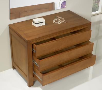 Cómoda con 3 cajones fabricada en madera de roble macizo en estilo contemporáneo