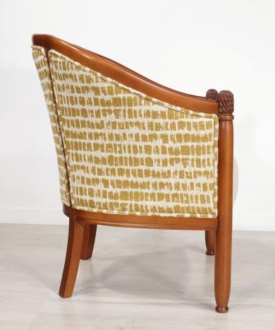 Sillón Caroline Cabriolet de madera maciza de cerezo de estilo Louis Philippe