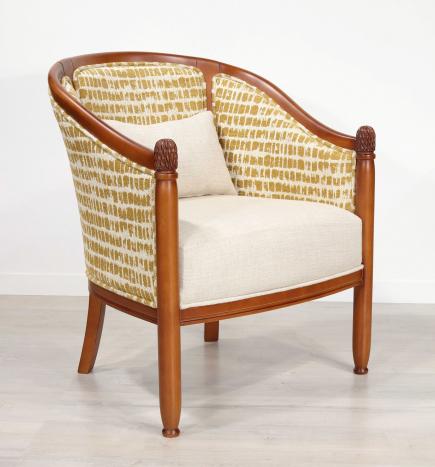 Sillón Caroline Cabriolet de madera maciza de cerezo de estilo Louis Philippe