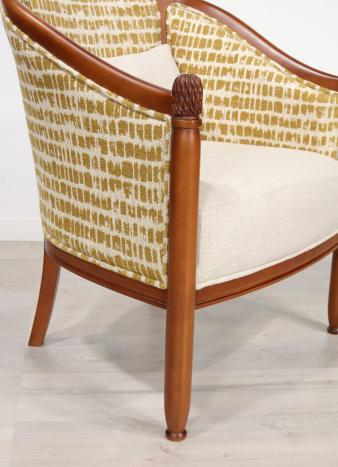 Sillón Caroline Cabriolet de madera maciza de cerezo de estilo Louis Philippe
