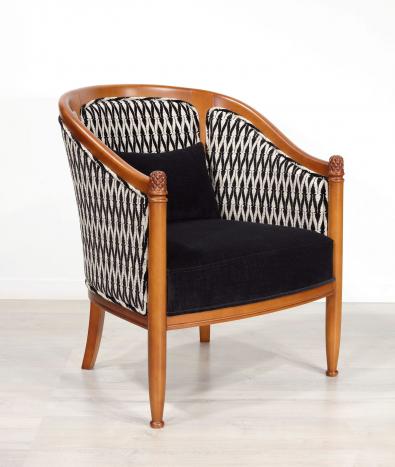 Sillón Caroline Cabriolet de madera maciza de cerezo de estilo Louis Philippe