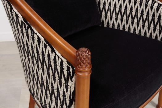 Sillón Caroline Cabriolet de madera maciza de cerezo de estilo Louis Philippe