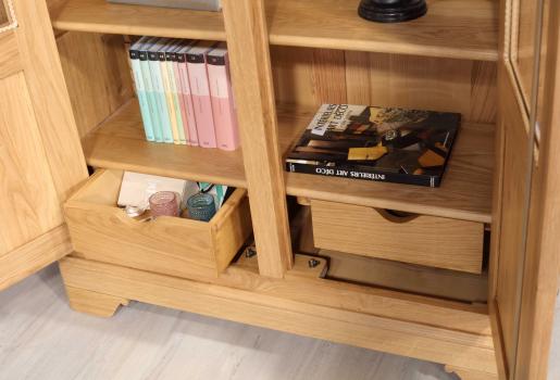 Biblioteca Antoine de 2 Puertas en Roble Macizo – Estilo Luis Felipe, Ancho 110 cm