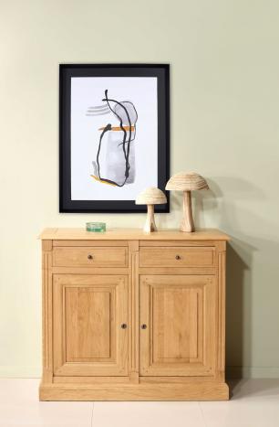 🪵 Aparador Isaac – Roble Macizo, Estilo Directorio, 2 Puertas y 2 Cajones (110 cm de ancho)