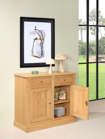 🪵 Aparador Isaac – Roble Macizo, Estilo Directorio, 2 Puertas y 2 Cajones (110 cm de ancho)