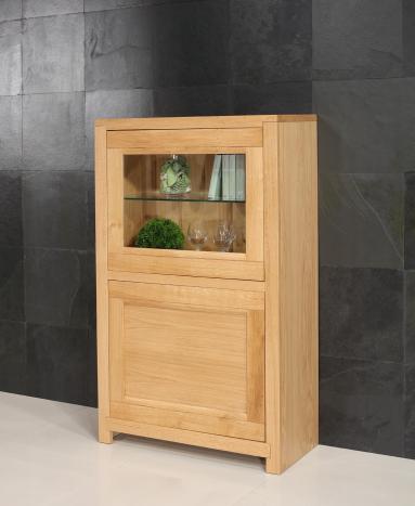 Vitrina de 2 puertas Loann en roble macizo, estilo contemporáneo 