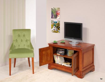 Mueble de tv Maryse de 2 puertas fabricado en madera de cerezo macizo en estilo Louis Philippe.