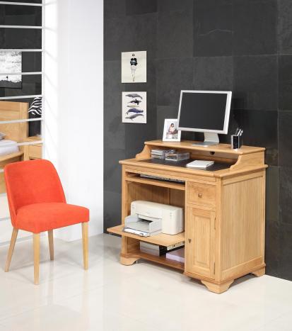 Pequeño escritorio Emérito fabricado en madera de roble macizo en estilo Louis Philippe