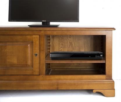 Mueble de TV 16/9 Luana fabricado en madera de Cerezo macizo al estilo Louis Philippe