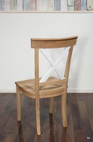 Silla Filipe fabricada en madera maciza de Roble acabado cepillado natural y marfil estilo Louis Philippe