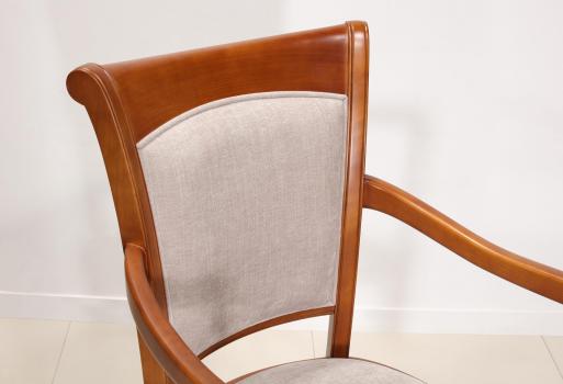 Sillón Pauline de estilo Louis Philippe fabricada en Cerezo tejido Elastron Boston Gris claro