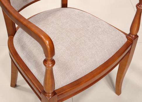 Sillón Pauline de estilo Louis Philippe fabricada en Cerezo tejido Elastron Boston Gris claro