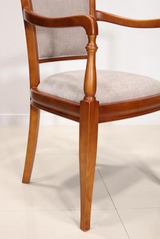 Sillón Pauline de estilo Louis Philippe fabricada en Cerezo tejido Elastron Boston Gris claro